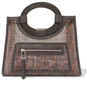 Fendi Tobacco Zucca Mesh and Leather Small Runaway Shopper Tote